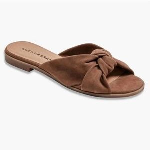 Lucky Brand Tan Suede Slide Sandals Sz 9M